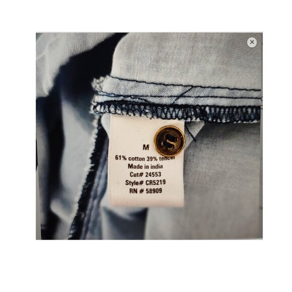 Copper Key Long Sleeve ColorBlock Tie Dye Chambray Denim Tie Waist Romper - Picture 5 of 7